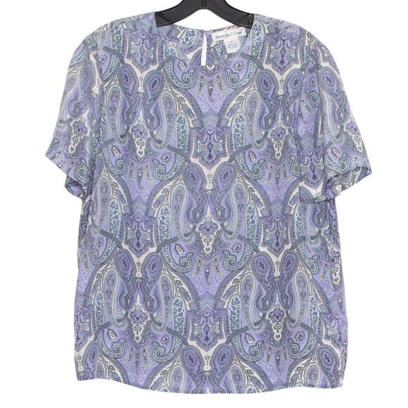 Anna & Frank Top Vintage Silk Boho Retro Feminine Romantic Purple Size Medium GT - Picture 1 of 6